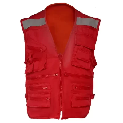 Geologo de gabardina rojo