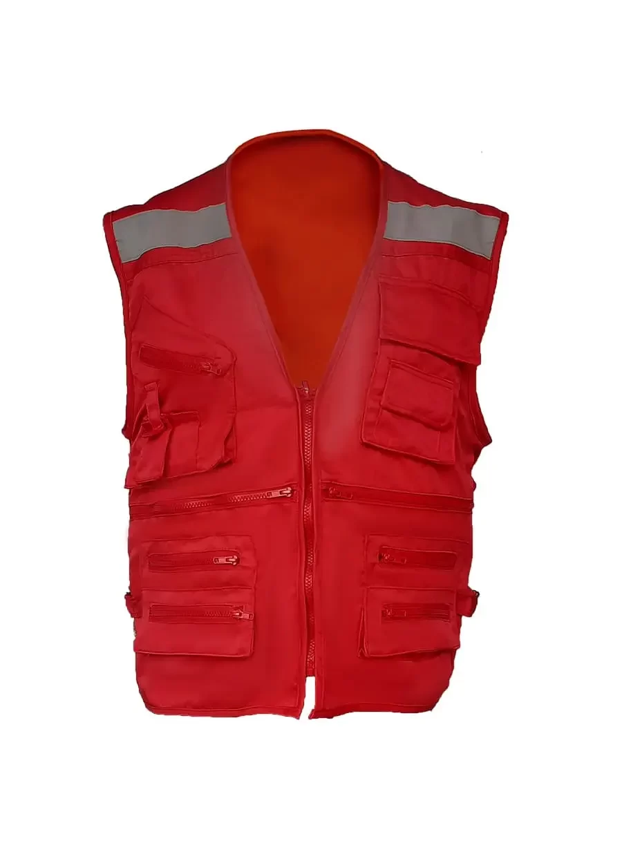 Geologo de gabardina rojo