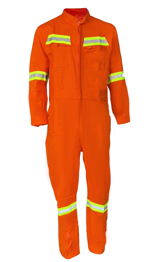 overol naranjo con huincha dia y noche